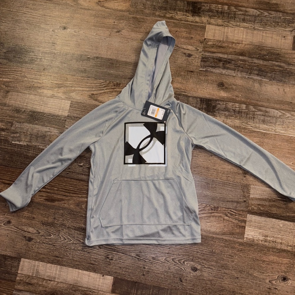 Under Armour Gray Tshirt Hoodie with Black Graphic